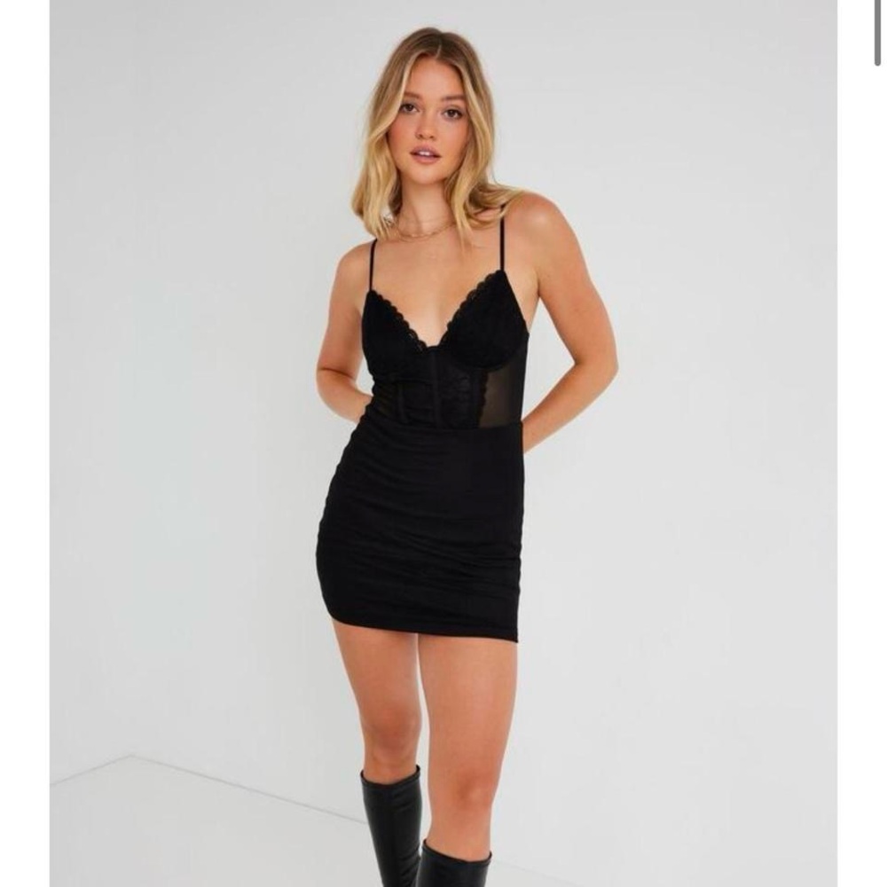 Garage Black Spaghetti Strap Mini Dress